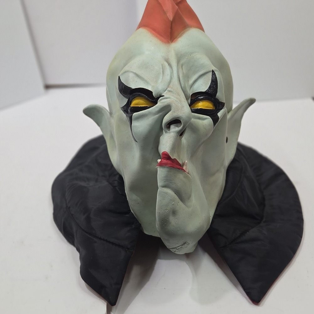 Vtg 70s 80s Vampire Punk Mohawk Latex Mask Red High Collar Halloween Sir Lanka